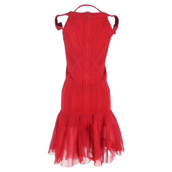 Herve Leger gebreide midi-jurk van tule met bandage in rode viscose - Image 3