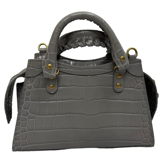 Balenciaga Mini Neo Classic City Croc-Embossed Handbag in Grey Leather - Image 2
