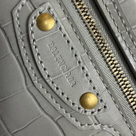 Balenciaga Mini Neo Classic City Croc-Embossed Handbag in Grey Leather - Image 6