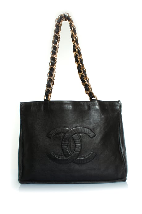 Chanel, Grand shopper in black lambskin leather - Image 1