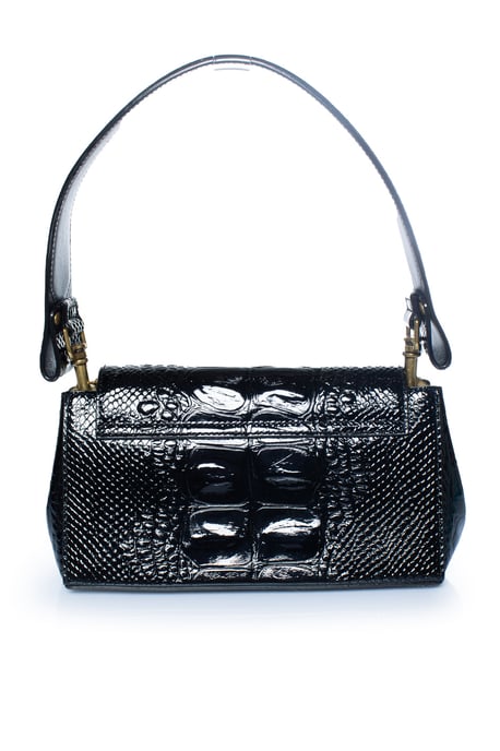 Vivienne Westwood, Croc embossed black hazel bag - Image 3