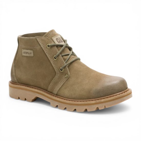 CAT (Caterpillar) Taupe Brown Leather Hiking Mid-Cut Chukka Ankle Boots - Grader - Image 4