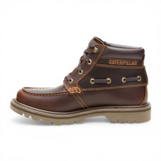 CAT (Caterpillar) Mens Tan Brown Leather Hiking Ankle Boots - Colorado Boat-Mid - Image 3