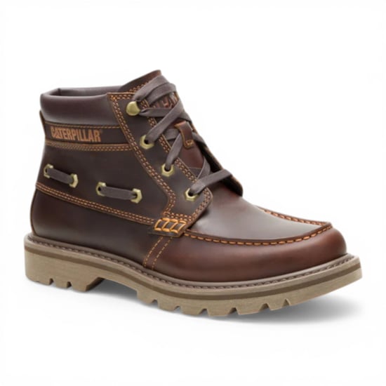 CAT (Caterpillar) Mens Tan Brown Leather Hiking Ankle Boots - Colorado Boat-Mid - Image 4