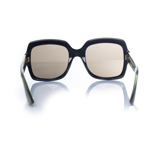 Gucci, zwarte oversized zonnebril met webprint - Image 4