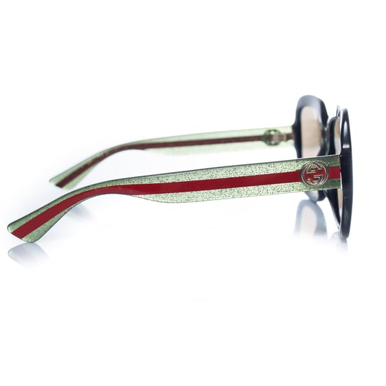 Gucci, zwarte oversized zonnebril met webprint - Image 5