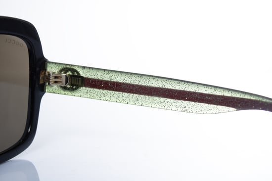 Gucci, zwarte oversized zonnebril met webprint - Image 6