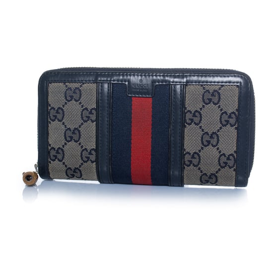 Gucci, monogram web wallet in blue - Image 1