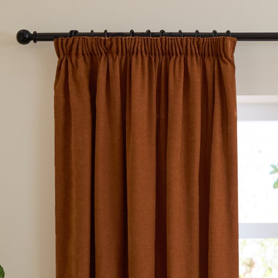 Furn Soft Chenille Blackout Pencil Pleat Curtain Pair, Rust - Image 6