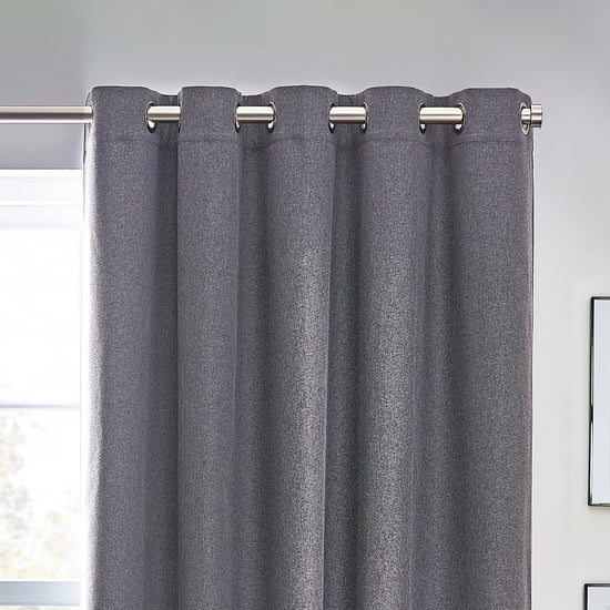 Furn Dawn Textured Blackout Eyelet Curtain Pair, Charcoal - Image 2
