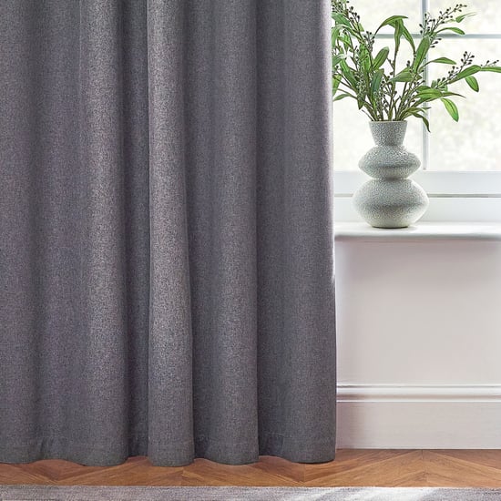 Furn Dawn Textured Blackout Eyelet Curtain Pair, Charcoal - Image 3
