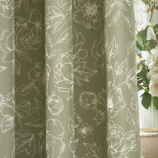 Wylder Bella Floral Lined Pencil Pleat Curtain Pair, Sage - Image 4