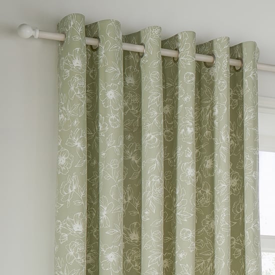 Wylder Bella Floral Lined Eyelet Curtain Pair, Sage - Image 2