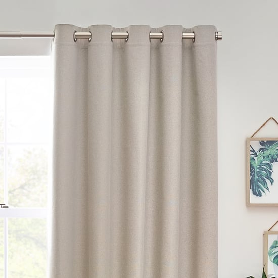 Furn Dawn Textured Blackout Eyelet Curtain Pair, Linen - Image 2
