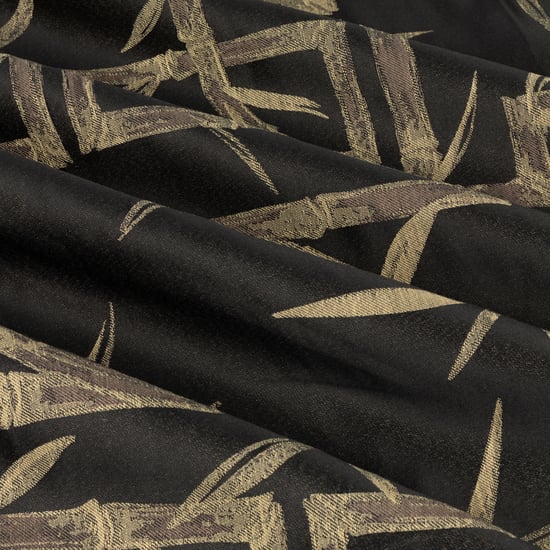 Paoletti Bamboo Fully Lined Jacquard Eyelet Curtain Pair, Black - Image 6