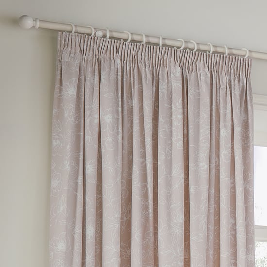 Wylder Bella Floral Lined Pencil Pleat Curtain Pair, Natural - Image 2