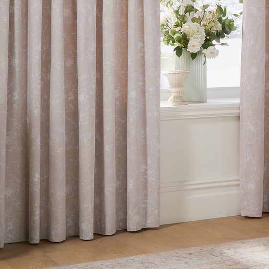 Wylder Bella Floral Lined Pencil Pleat Curtain Pair, Natural - Image 3