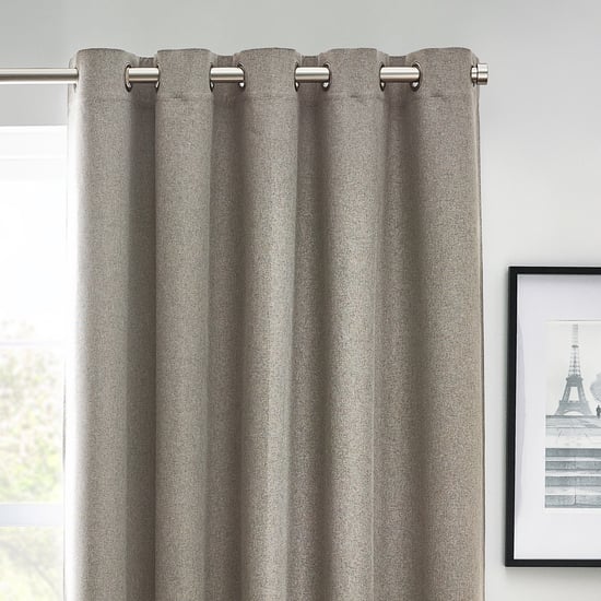 Furn Dawn Textured Blackout Eyelet Curtain Pair, Grey - Image 2