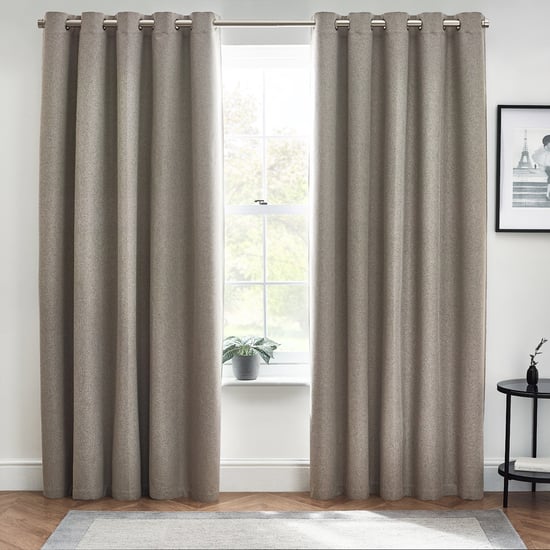 Furn Dawn Textured Blackout Eyelet Curtain Pair, Grey - Image 4