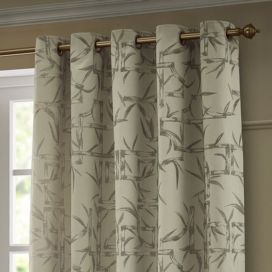 Paoletti Bamboo Fully Lined Jacquard Eyelet Curtain Pair, Champagne - Image 3