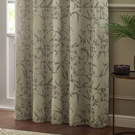 Paoletti Bamboo Fully Lined Jacquard Eyelet Curtain Pair, Champagne - Image 4