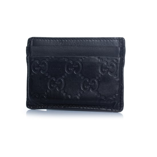 Gucci, black leather monogram embossed card holder - Image 2