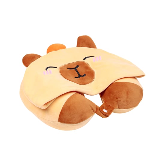 Capybara Travel Pillow With Hood brown - Image 2