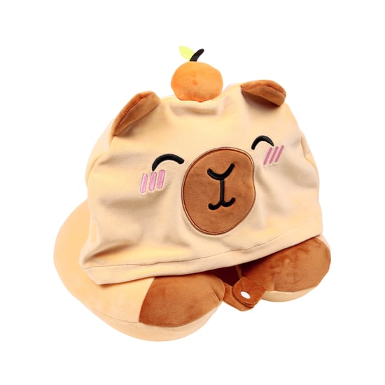 Capybara Travel Pillow With Hood brown - Image 3