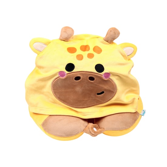 Giraffe Travel Pillow With Hood yellow - Image 4
