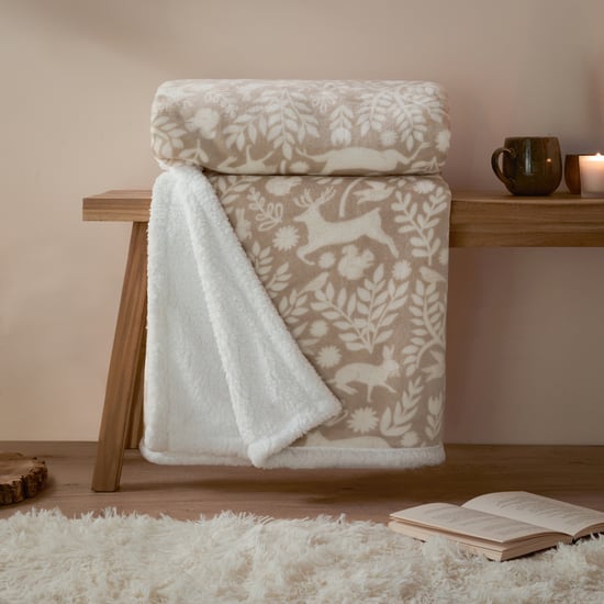 Furn Skandi Woodland Sherpa Fleece Throw, Sable - Image 1