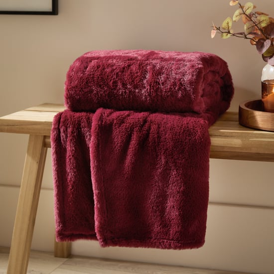 Furn Kallu Double-Sided Faux-Fur Throw, Berry - Image 1