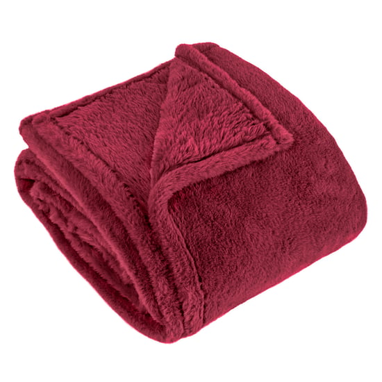 Furn Kallu Double-Sided Faux-Fur Throw, Berry - Image 2