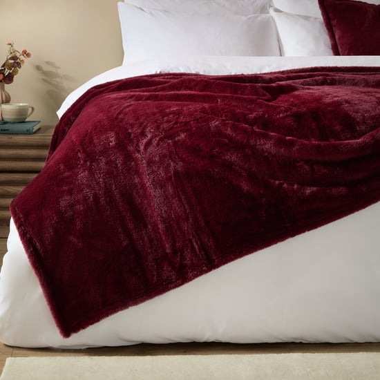 Furn Kallu Double-Sided Faux-Fur Throw, Berry - Image 3