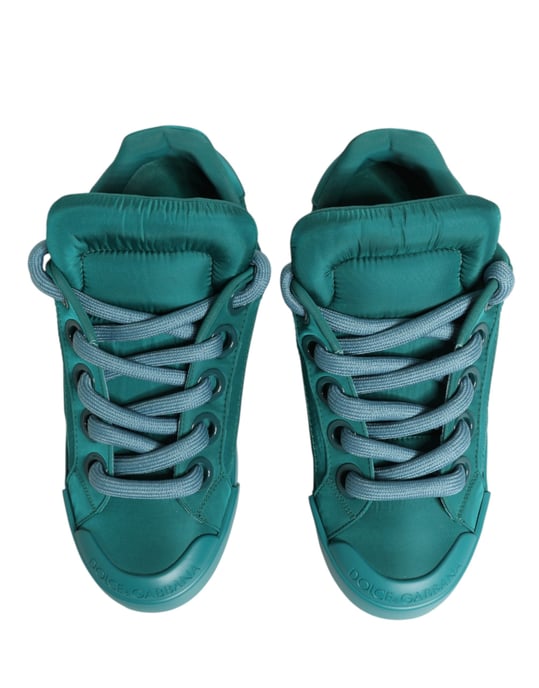 Dolce & Gabbana Teal Portofino Men Low Top Sneakers Shoes - Image 4