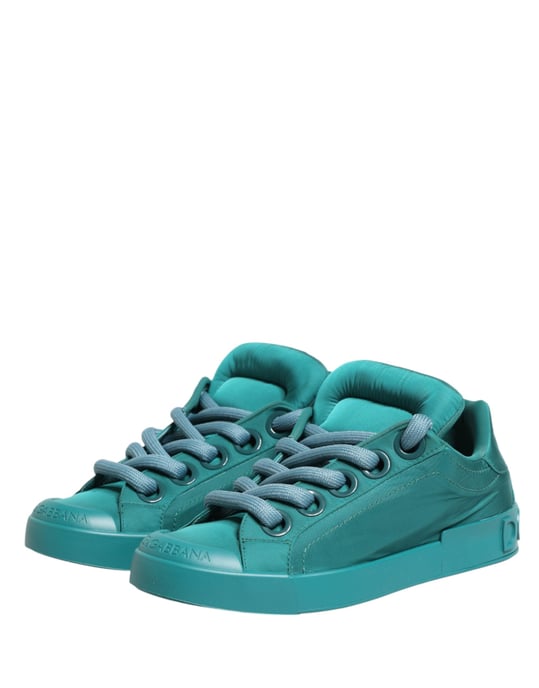 Dolce & Gabbana Teal Portofino Men Low Top Sneakers Shoes - Image 5