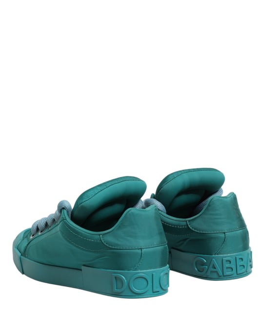 Dolce & Gabbana Teal Portofino Men Low Top Sneakers Shoes - Image 6