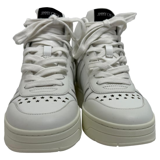 Jimmy Choo Hawaii High-To Sneakers in White Leather - Image 2