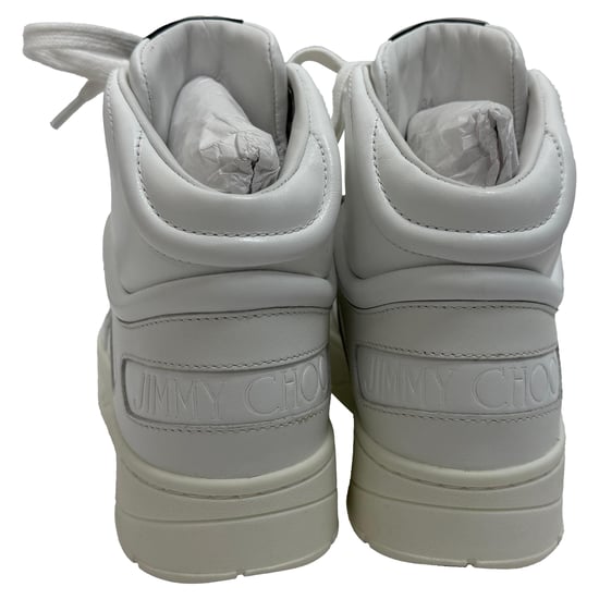 Jimmy Choo Hawaii High-To Sneakers in White Leather - Image 3