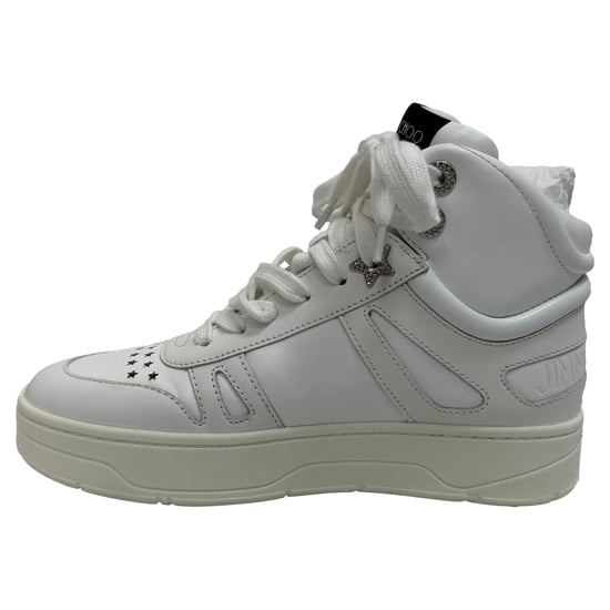 Jimmy Choo Hawaii High-To Sneakers in White Leather - Image 4