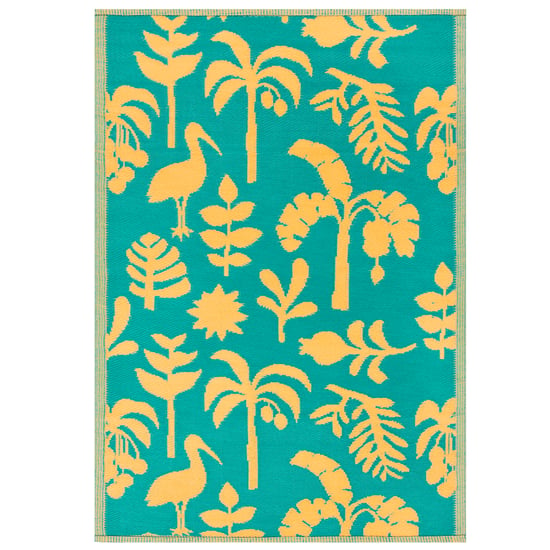 Furn Marula Outdoor/Indoor 100% Recycled Rug, Yellow/Teal - Image 4