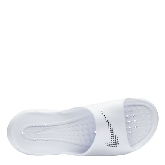 Men's Nike Victori Shower Sliders in White/Black - Image 6