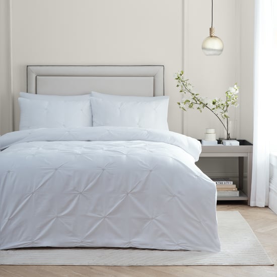 Paoletti Elysia Pinch Pleat 100% Cotton Duvet Cover Set, Champagne - Image 1