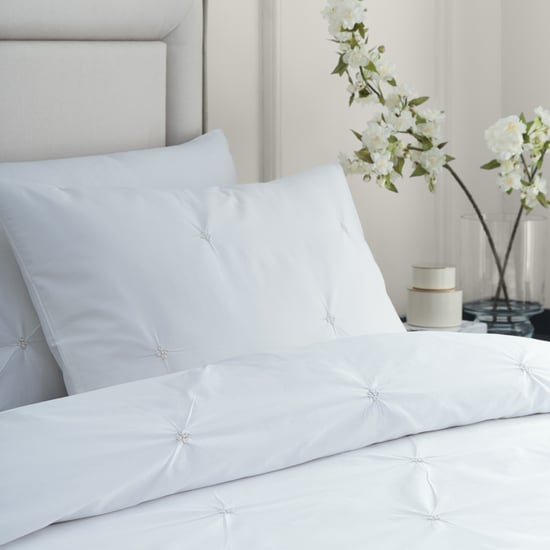 Paoletti Elysia Pinch Pleat 100% Cotton Duvet Cover Set, Champagne - Image 2