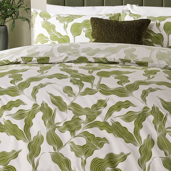 Hoem Lauro Printed Reversible Duvet Cover Set, Olive - Image 2