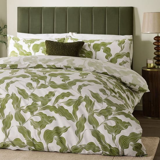Hoem Lauro Printed Reversible Duvet Cover Set, Olive - Image 3