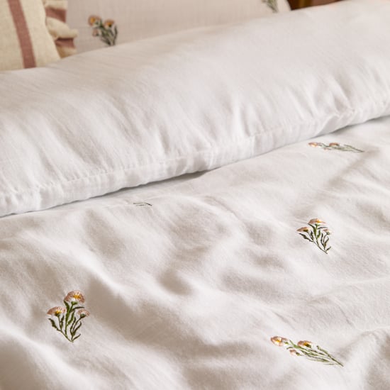 Wylder Josephine Embroidered Muslin Duvet Cover Set, White/Pink - Image 4