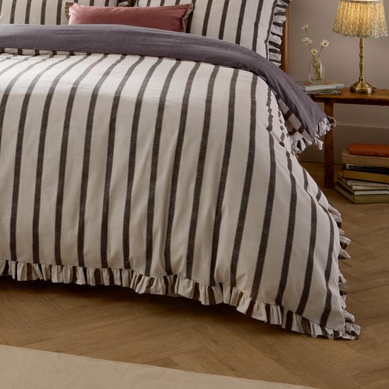Wylder Connie Striped Ruffle Duvet Cover Set, Chocolate - Image 3