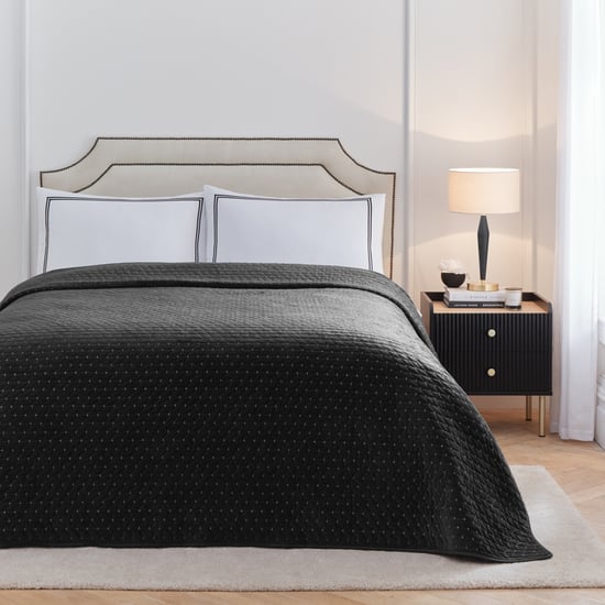 Paoletti Elara Embroidered 100% Cotton Duvet Cover Set, Black - Image 4