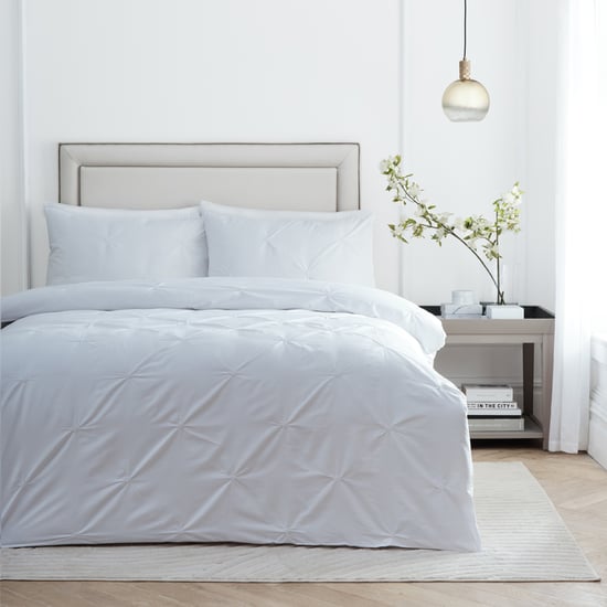 Paoletti Elysia Pinch Pleat 100% Cotton Duvet Cover Set, White - Image 1