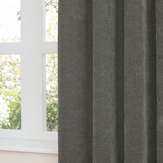 Furn Soft Chenille Blackout Pencil Pleat Curtain Pair, Charcoal - Image 4